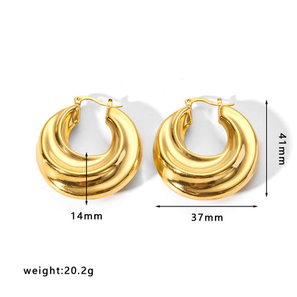 1 Pair Simple Style Solid Color Stainless Steel Plating Gold Plated Earrings