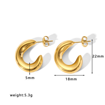 1 Pair Simple Style Solid Color Stainless Steel Plating Gold Plated Earrings