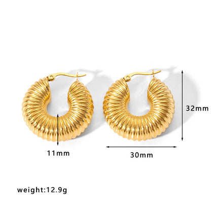 1 Pair Simple Style Solid Color Stainless Steel Plating Gold Plated Earrings