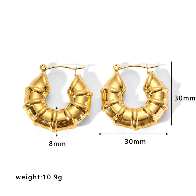 1 Pair Simple Style Solid Color Stainless Steel Plating Gold Plated Earrings