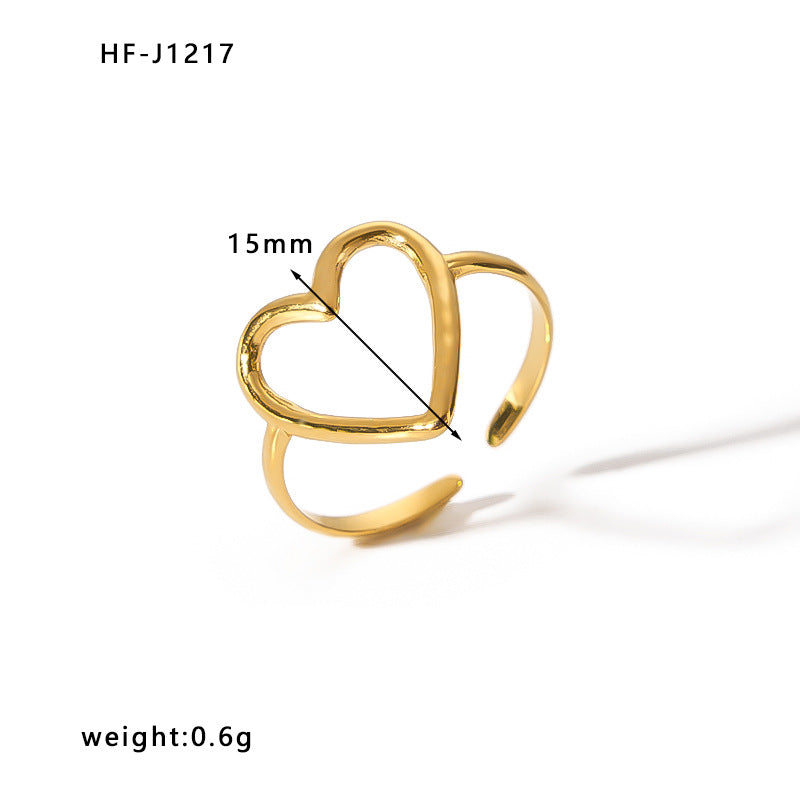 Simple Style Heart Shape Crown Bow Knot Stainless Steel Plating Gold Plated Rings