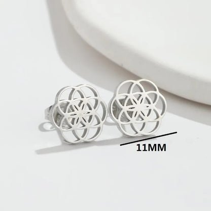 1 Pair Simple Style Flower Hollow Out Stainless Steel Ear Studs