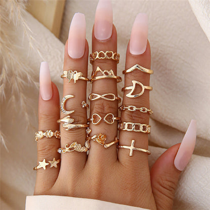 Retro Punk Animal Moon Skull Alloy Plating Hollow Out Inlay Artificial Gemstones Artificial Pearls Artificial Diamond Gold Plated Silver Plated Women's Wide Band Ring Open Ring Rings