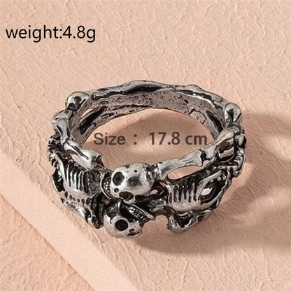 Retro Punk Animal Moon Skull Alloy Plating Hollow Out Inlay Artificial Gemstones Artificial Pearls Artificial Diamond Gold Plated Silver Plated Women's Wide Band Ring Open Ring Rings