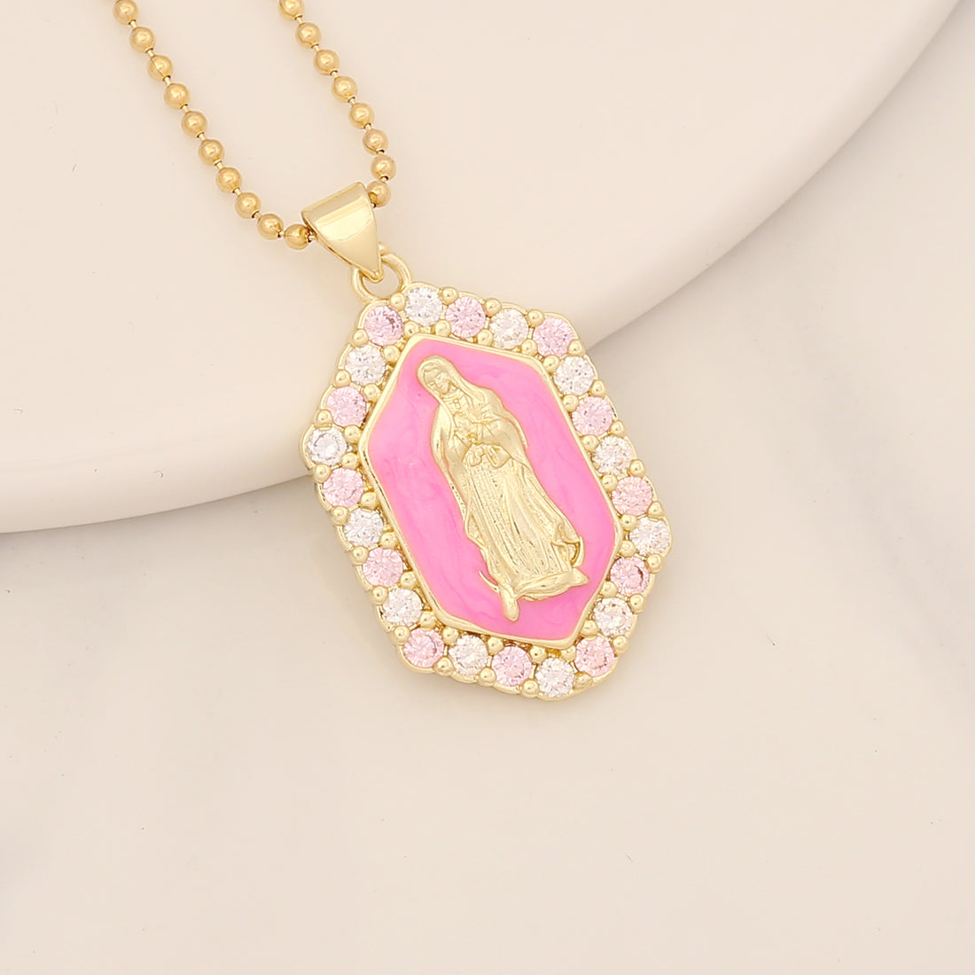 Modern Style Portrait Stainless Steel Copper Enamel Inlay Zircon Pendant Necklace