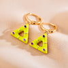 1 Pair Elegant Cute Triangle Copper Enamel Inlay Zircon Drop Earrings