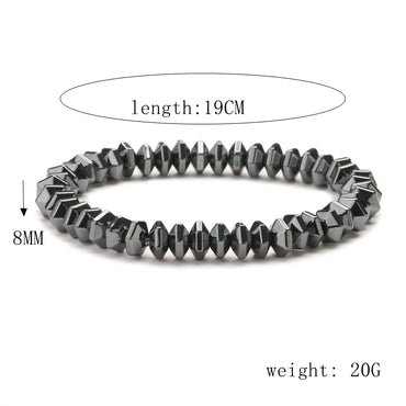 Retro Geometric Haematite Beaded Bracelets