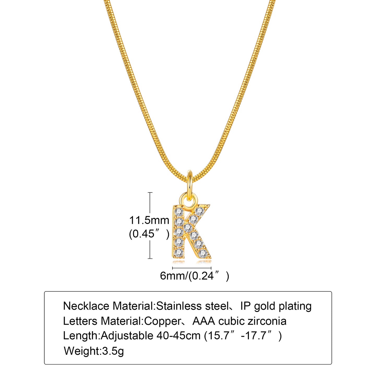 Ins Style Simple Style Letter Stainless Steel Plating Inlay Zircon 18k Gold Plated Necklace Pendant