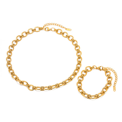 Wholesale Ins Style Geometric Stainless Steel Plating 18k Gold Plated Bracelets Necklace