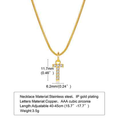 Ins Style Simple Style Letter Stainless Steel Plating Inlay Zircon 18k Gold Plated Necklace Pendant