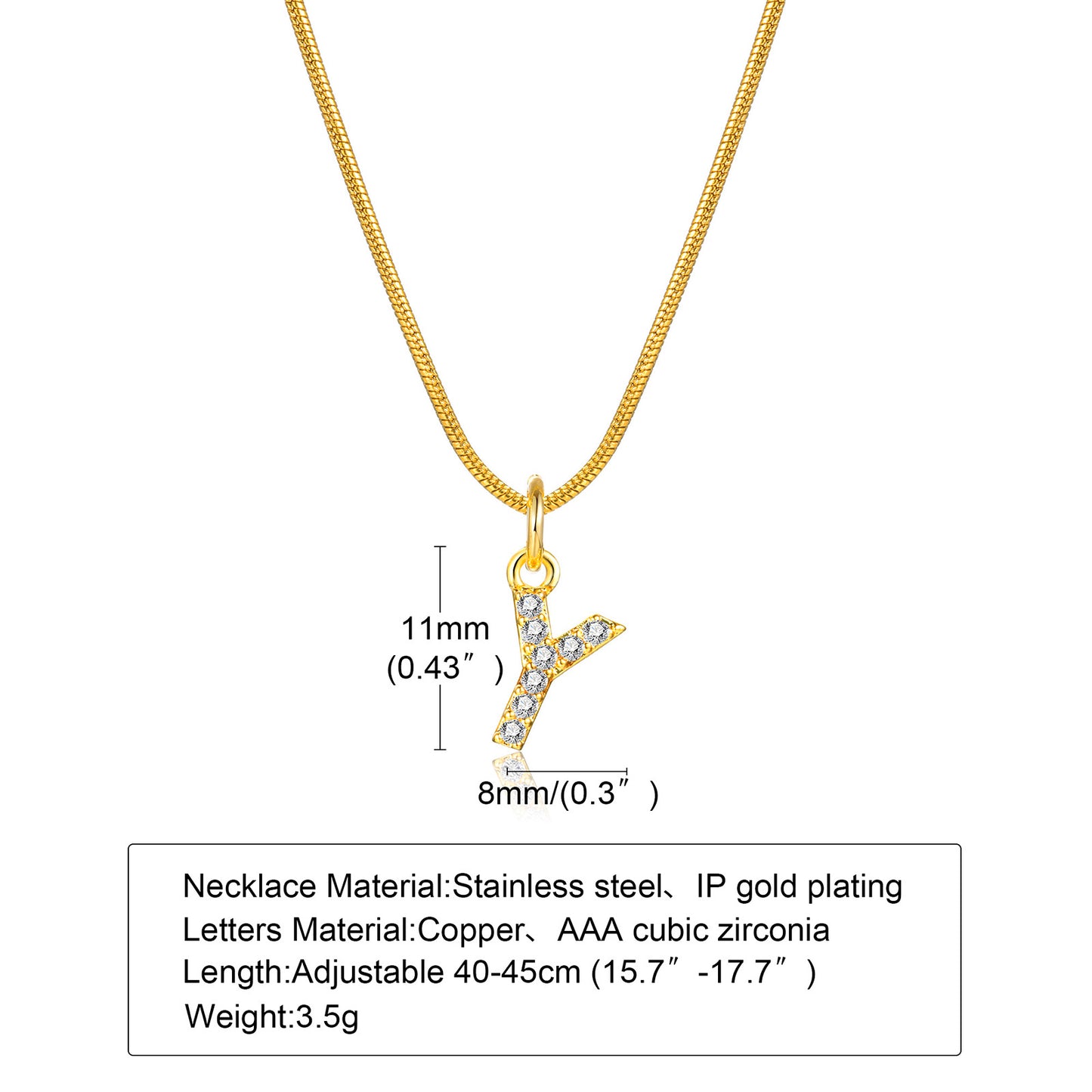 Ins Style Simple Style Letter Stainless Steel Plating Inlay Zircon 18k Gold Plated Necklace Pendant