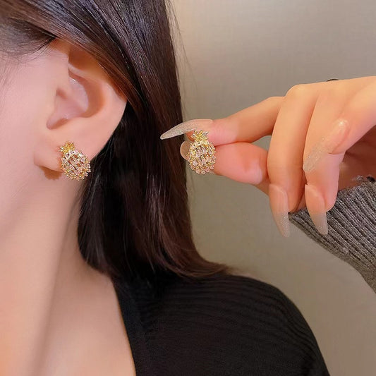 Sweet Fruit Alloy Inlay Artificial Gemstones Women's Ear Studs