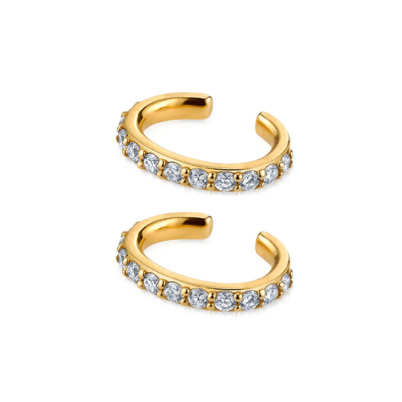 1 Pair Ins Style Simple Style Shiny C Shape Plating Inlay Copper Zircon Gold Plated Ear Clips