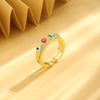 Retro Shiny Devil's Eye Heart Shape Copper Plating Inlay Zircon 18k Gold Plated Rings