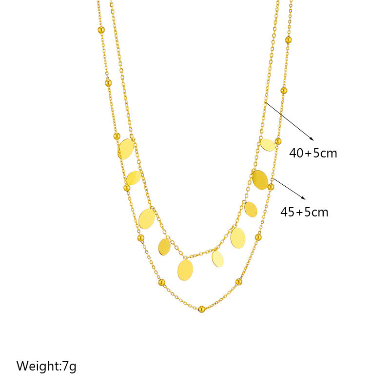 Simple Style Oval Titanium Steel Plating 18k Gold Plated Layered Necklaces