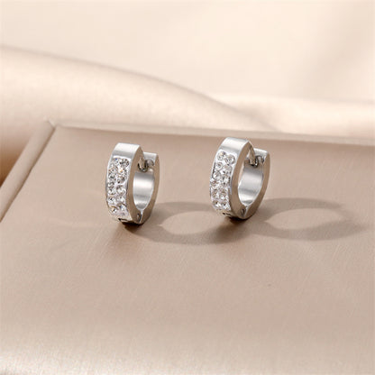 1 Pair Ins Style Simple Style Round Stainless Steel Plating Inlay Zircon Earrings