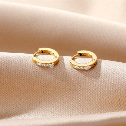 1 Pair Ins Style Simple Style Round Stainless Steel Plating Inlay Zircon Earrings