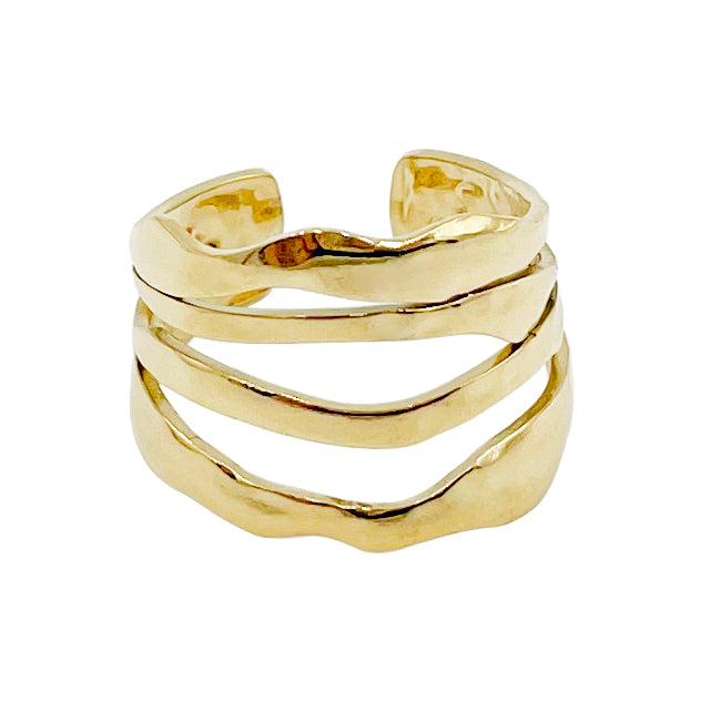 Casual Modern Style Solid Color Stainless Steel Metal Layered Plating Hollow Out Gold Plated Rings