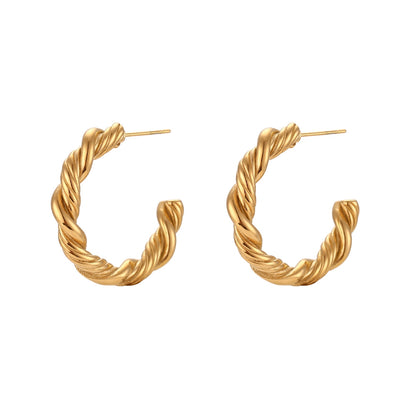 1 Pair Simple Style Classic Style C Shape Twist Plating Stainless Steel 18k Gold Plated Ear Studs