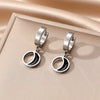 1 Pair Simple Style Round Square Heart Shape Stainless Steel Enamel Plating Dangling Earrings