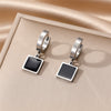 1 Pair Simple Style Round Square Heart Shape Stainless Steel Enamel Plating Dangling Earrings