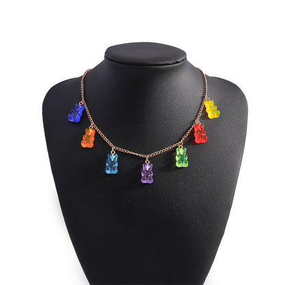 Wholesale Jewelry Ins Style Little Bear Alloy Resin Necklace