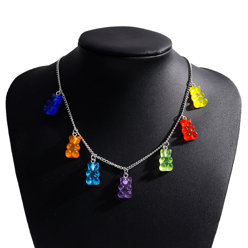 Wholesale Jewelry Ins Style Little Bear Alloy Resin Necklace