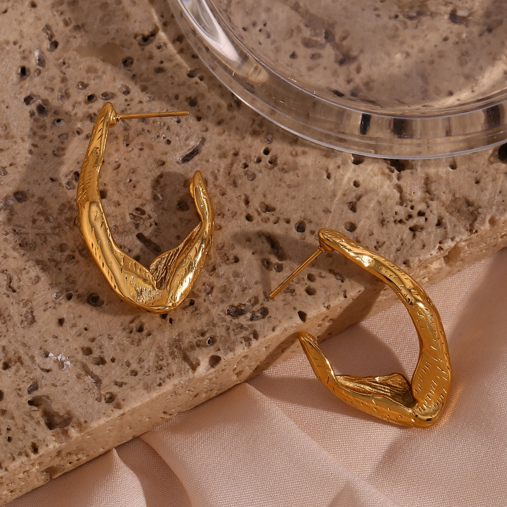 1 Pair Vintage Style Simple Style Classic Style Irregular Stainless Steel Plating 18k Gold Plated Hoop Earrings