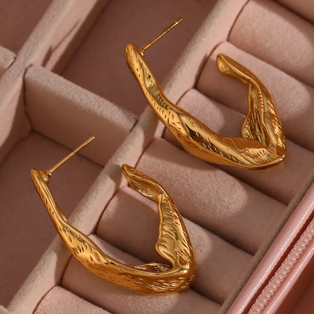 1 Pair Vintage Style Simple Style Classic Style Irregular Stainless Steel Plating 18k Gold Plated Hoop Earrings