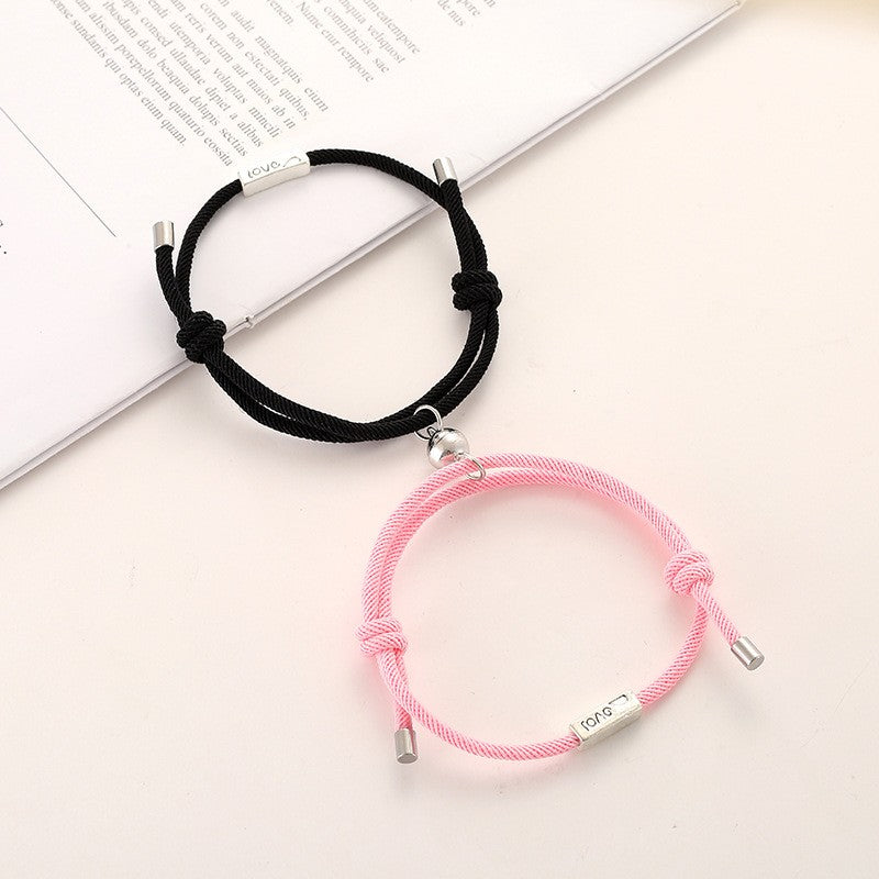 Preppy Style Simple Style Letter Alloy Rope Handmade Plating Silver Plated Couple Bracelets