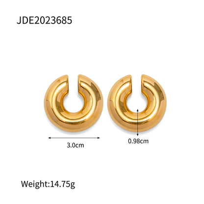 1 Pair Simple Style C Shape Plating Stainless Steel 18k Gold Plated Ear Clips