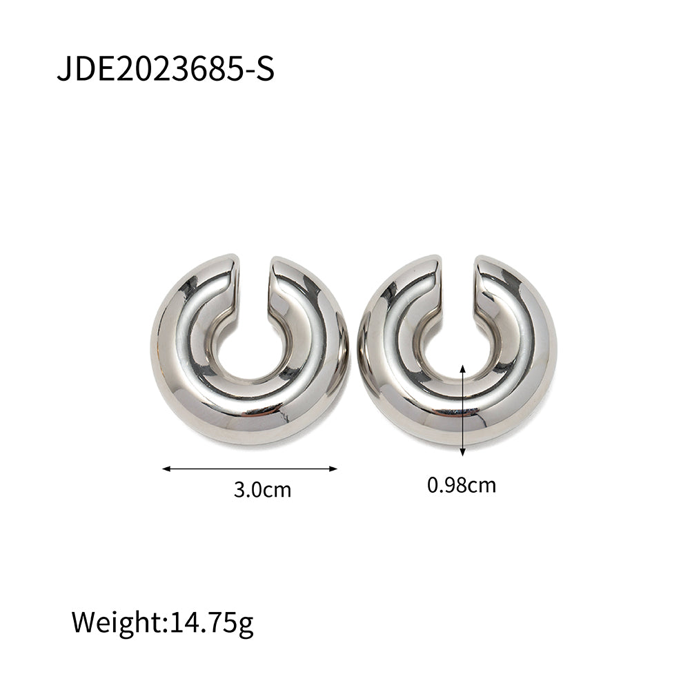 1 Pair Simple Style C Shape Plating Stainless Steel 18k Gold Plated Ear Clips