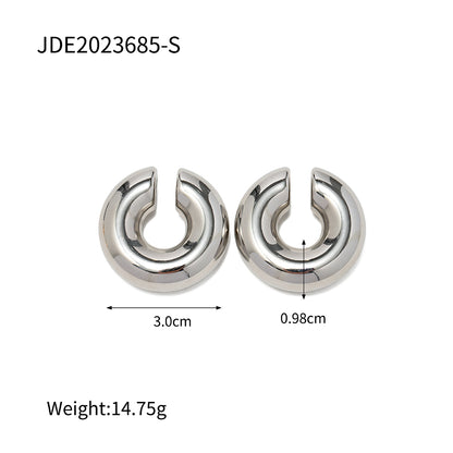 1 Pair Simple Style C Shape Plating Stainless Steel 18k Gold Plated Ear Clips
