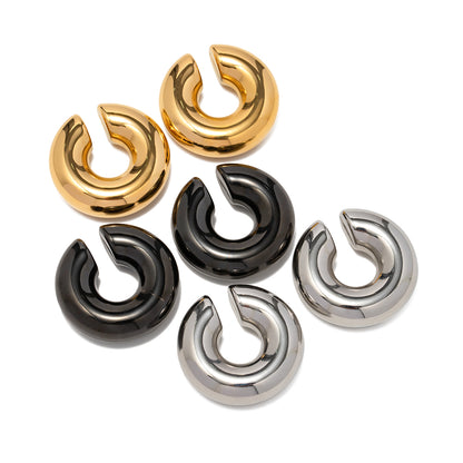 1 Pair Simple Style C Shape Plating Stainless Steel 18k Gold Plated Ear Clips