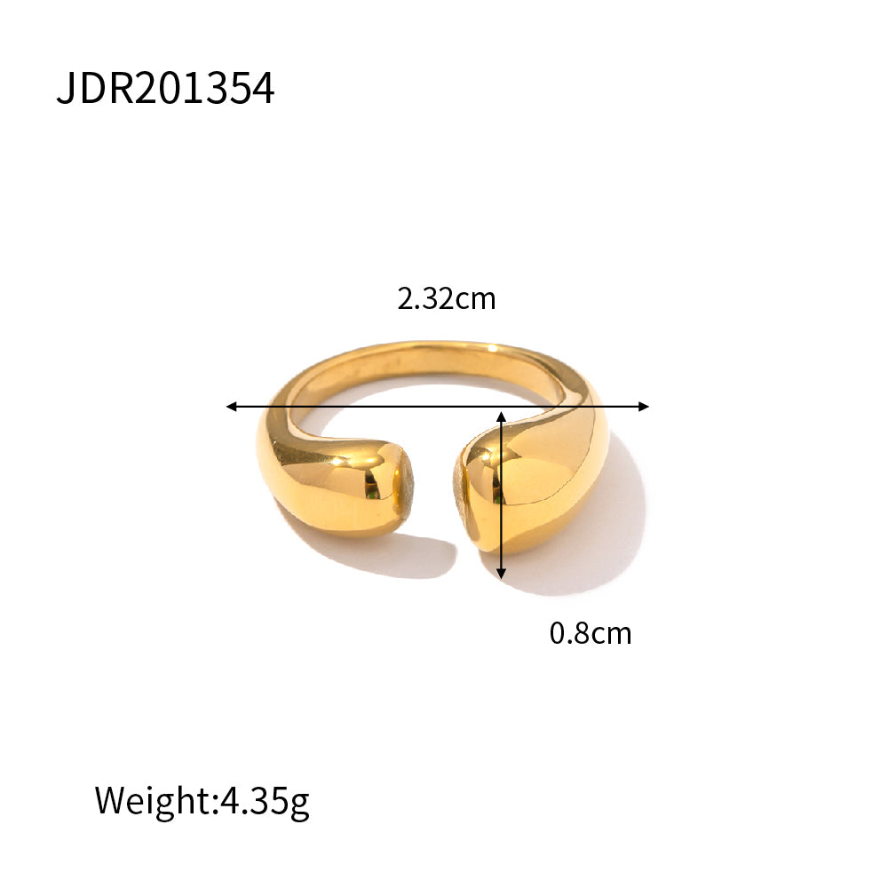 Ins Style Simple Style Solid Color Stainless Steel Asymmetrical Plating 18k Gold Plated Open Ring