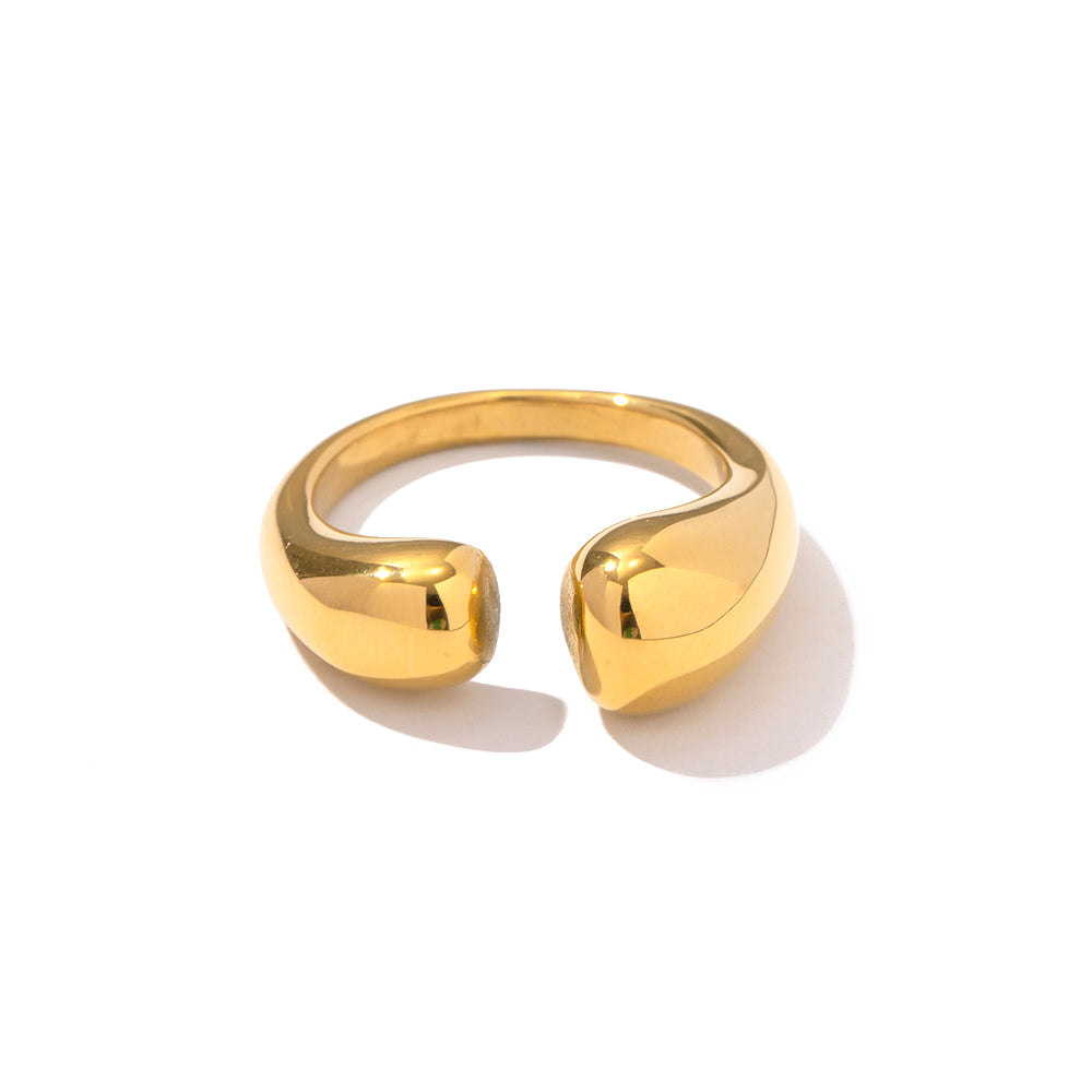 Ins Style Simple Style Solid Color Stainless Steel Asymmetrical Plating 18k Gold Plated Open Ring