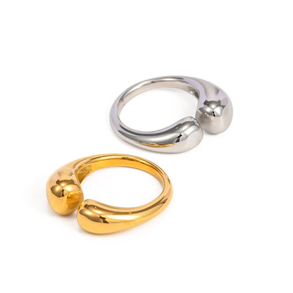 Ins Style Simple Style Solid Color Stainless Steel Asymmetrical Plating 18k Gold Plated Open Ring