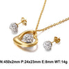 Stainless Steel Fashion Hollow Heart-shaped Necklace Earrings Two-piece Set