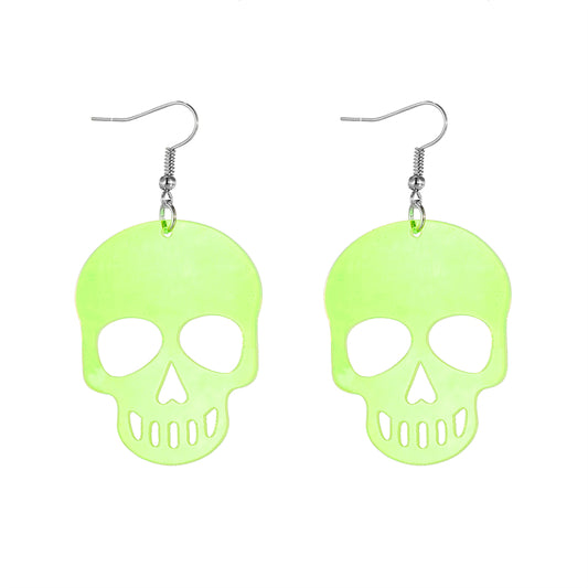 Funny Cool Style Skull Arylic Hollow Out Women's Drop Earrings