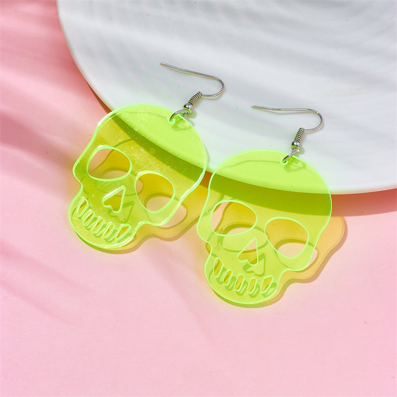 Funny Cool Style Skull Arylic Hollow Out Women's Drop Earrings