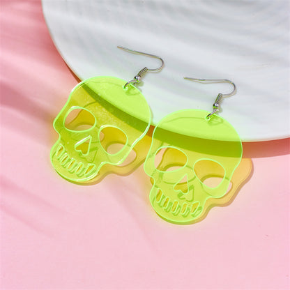 Funny Cool Style Skull Arylic Hollow Out Women's Drop Earrings