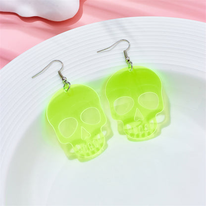 Funny Cool Style Skull Arylic Hollow Out Women's Drop Earrings