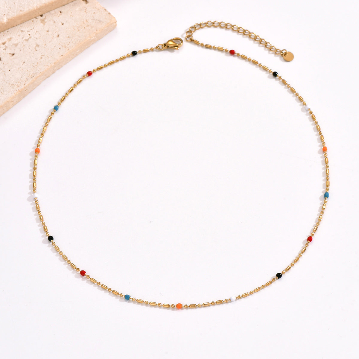 Simple Style Colorful Stainless Steel Epoxy Plating 14k Gold Plated Necklace