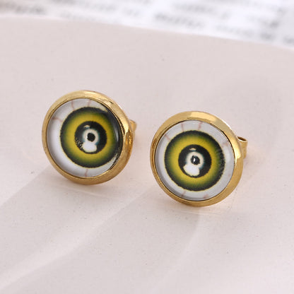 1 Pair Ins Style Casual Devil's Eye Stainless Steel Plating Inlay Gem Ear Studs