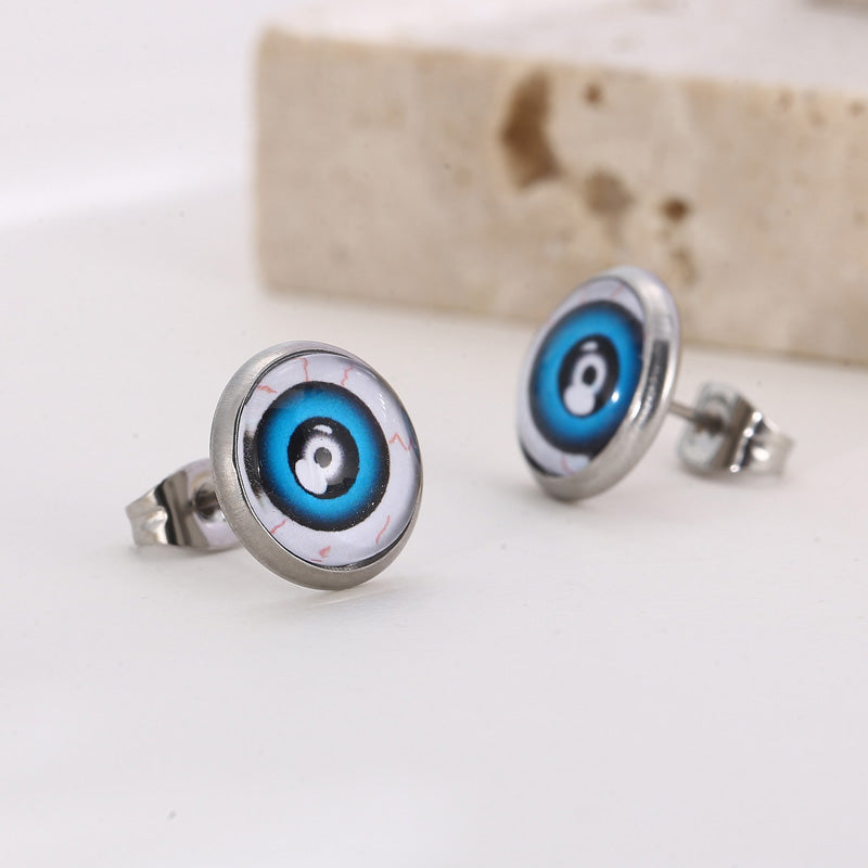 1 Pair Ins Style Casual Devil's Eye Stainless Steel Plating Inlay Gem Ear Studs