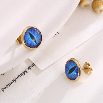 1 Pair Ins Style Casual Devil's Eye Stainless Steel Plating Inlay Gem Ear Studs