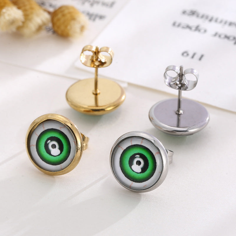 1 Pair Ins Style Casual Devil's Eye Stainless Steel Plating Inlay Gem Ear Studs