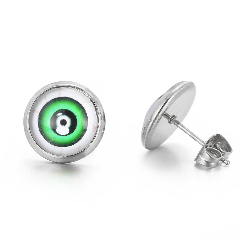 1 Pair Ins Style Casual Devil's Eye Stainless Steel Plating Inlay Gem Ear Studs