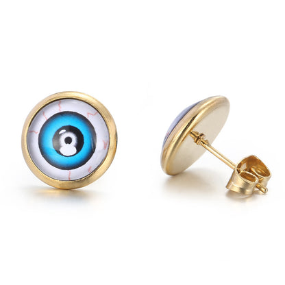 1 Pair Ins Style Casual Devil's Eye Stainless Steel Plating Inlay Gem Ear Studs