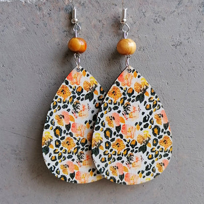 Bohemian Flower Wood Women's Drop Earrings